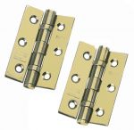 10 Pairs of Eclipse Polished Brass Stainless Steel 3" Ball Bearing Butt Hinge (14885)